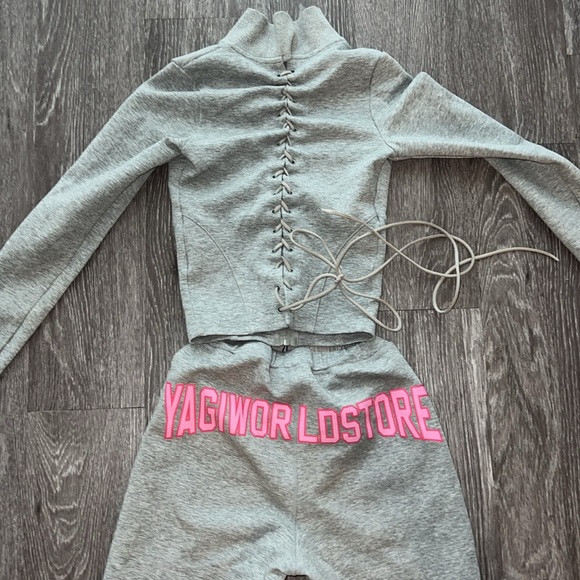 YAGI WRLD LONG PANT SET GRAY - Picture 1 of 3